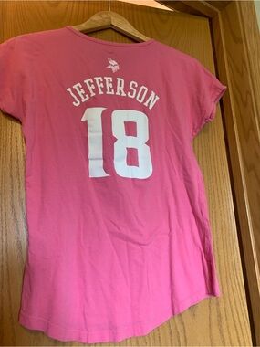 NFL Kids Pink Jefferson #18 Short Sleeve Tee